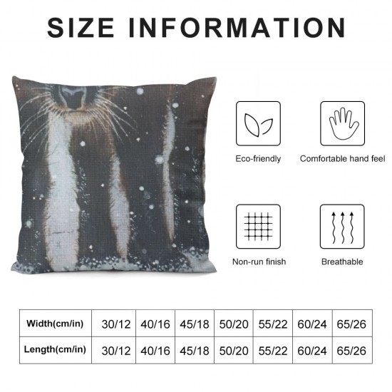 Square Throw Pillow Covers Cute Smiling Fox in Snow Pillow Cases Decorative for Home Bedroom Sofa Winter Falling Snowflakes Beautiful Painting Pillowcases Standard Size Inch