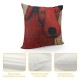 Qinduosi Linen Square Decorative Throw Pillow Case Cushion Cover Green Background Red Dog "