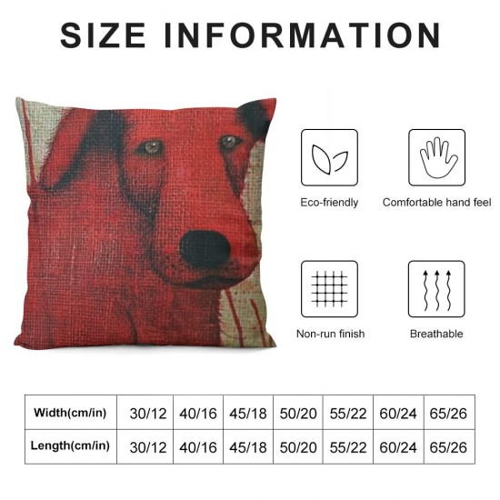 Qinduosi Linen Square Decorative Throw Pillow Case Cushion Cover Green Background Red Dog "