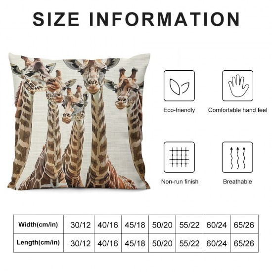 Decorative Pillow Covers Inch Linen Cushion Cover Happiness Family Three Giraffes My Mother Father and Me with Zipper Long Term Use