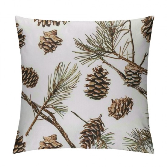 Gradually Varied Pine Cones Pillowcases Winter Plant Vintage Seamless Pattern Art Design Pillow Case Decorative Throw Pillow Cover for Home Sofa Office