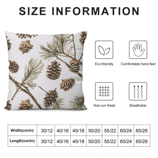 Gradually Varied Pine Cones Pillowcases Winter Plant Vintage Seamless Pattern Art Design Pillow Case Decorative Throw Pillow Cover for Home Sofa Office