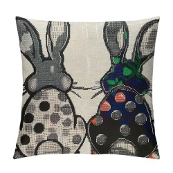 Qinduosi  Easter Rabbits Throw Pillow Cover,  Inch Black and White Spring Holiday Party Cushion Case Decoration for Sofa Couch