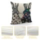 Qinduosi  Easter Rabbits Throw Pillow Cover,  Inch Black and White Spring Holiday Party Cushion Case Decoration for Sofa Couch