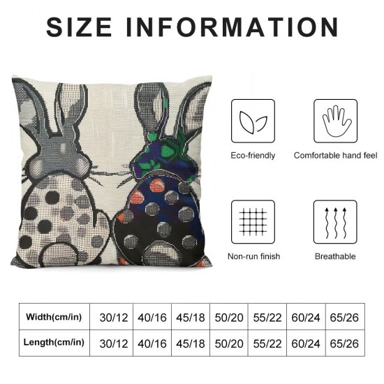 Qinduosi  Easter Rabbits Throw Pillow Cover,  Inch Black and White Spring Holiday Party Cushion Case Decoration for Sofa Couch