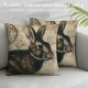 Qinduosi  Vintage Easter Bunny Pillow Cover Cute Animal Rabbit Home Decor Linen Throw Cushion Case