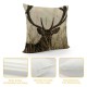 Stag Deer Throw Pillow Covers ,Whitetail Deer Fawn in Wilderness Linen Cushion Cases Decorative Pillow Cases for Couch Sofa Bedroom