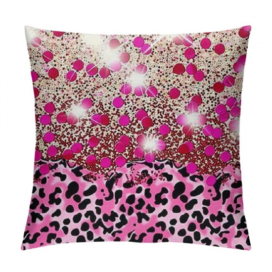 Qinduosi  Pink Sequin Print Pillow Cover " Single Pack,Retro Leopard Print Farm Decor Cushion Cover for Car RV Camper Office,Wild Animal Cheetah Skin Pillowcase Outdoor Pillow Cover for Kids