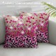 Qinduosi  Pink Sequin Print Pillow Cover " Single Pack,Retro Leopard Print Farm Decor Cushion Cover for Car RV Camper Office,Wild Animal Cheetah Skin Pillowcase Outdoor Pillow Cover for Kids