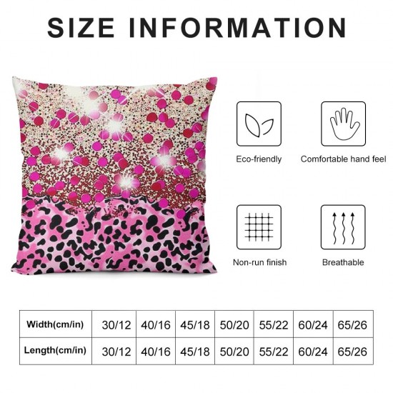 Qinduosi  Pink Sequin Print Pillow Cover " Single Pack,Retro Leopard Print Farm Decor Cushion Cover for Car RV Camper Office,Wild Animal Cheetah Skin Pillowcase Outdoor Pillow Cover for Kids