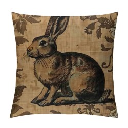 Qinduosi Decorative Farmhouse Pillow Cover Inches x Inches, Rustic Style Vintage Rabbit Throw Pillow Cover , Cover only