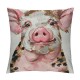 Qinduosi  Couch Pillow Cover Set of Pig, Funny Pig with Leopard Bow Decorative Throw Pillowcase Cushion Cover  Inch Pink Piggy Throw Pillows Covers for Sofa Bedroom Car Living Room