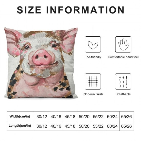 Qinduosi  Couch Pillow Cover Set of Pig, Funny Pig with Leopard Bow Decorative Throw Pillowcase Cushion Cover  Inch Pink Piggy Throw Pillows Covers for Sofa Bedroom Car Living Room