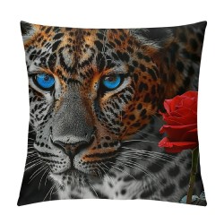 PHYHOO Cushion Covers,Red Rose Flower Boys Cushion Cases Safari Floral Pillow Covers, Romantic Throw Pillow Covers