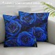 PHYHOO Throw Pillow Covers, Blue Black Rose Floral Pillow Covers, Digital Printed Cushion Cases, Romantic Bedroom Decor Decorative Pillow Covers Valentine's Day Gift