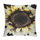 PHYHOO Cow Print Pillow Covers,White Brown Black Sunflower Throw Pillow Covers Bedroom Decor,Yellow Highland Cow Fur Cushion Cases,Farmhouse Animal Decorative Pillow Covers