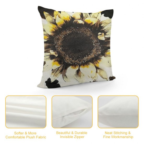 PHYHOO Cow Print Pillow Covers,White Brown Black Sunflower Throw Pillow Covers Bedroom Decor,Yellow Highland Cow Fur Cushion Cases,Farmhouse Animal Decorative Pillow Covers