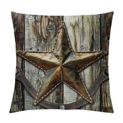 PHYHOO Rustic Farmhouse Decorative Pillow Covers, Rusty Horseshoe Throw Pillow Covers, Brown Cabin Pillow Covers for Sofa Bed, Old Barn Door Cushion Cases