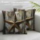 PHYHOO Rustic Farmhouse Decorative Pillow Covers, Rusty Horseshoe Throw Pillow Covers, Brown Cabin Pillow Covers for Sofa Bed, Old Barn Door Cushion Cases