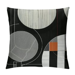 PHYHOO Modern Black Striped Cushion Cover Geometric Throw Pillow Cover for Home Office Bedroom Retro Circle Pillow Cover Abstract Art Decorative Pillow Cover