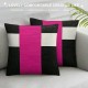 Patchwork Striped Throw Pillow Covers Hot Pink Black Stripes Pillow Covers Aesthetic Geometric Soft Cushion Cases For Kids Women Rustic Bedroom Home Office Sofa Bed