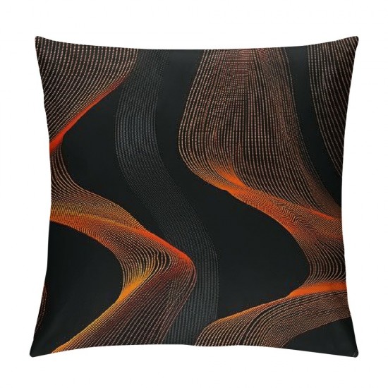 PHYHOO Striped Throw Pillow Covers , Orange Black Geometric Pillow Covers for Couch Patio Car, Stripes Cushion Covers, Modern Abstract Decorative Pillow Covers