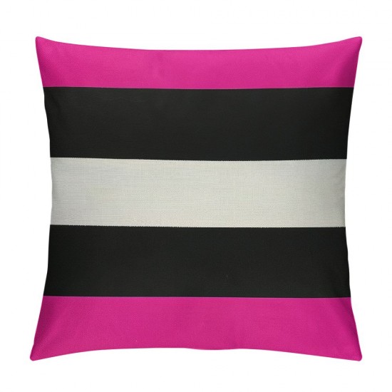 Patchwork Striped Throw Pillow Covers Hot Pink Black Stripes Pillow Covers Aesthetic Geometric Soft Cushion Cases For Kids Girls Women Rustic Bedroom Home Office Sofa Couch Bed