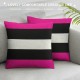 Patchwork Striped Throw Pillow Covers Hot Pink Black Stripes Pillow Covers Aesthetic Geometric Soft Cushion Cases For Kids Girls Women Rustic Bedroom Home Office Sofa Couch Bed