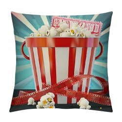 PHYHOO Movie Theater Decor Throw Pillow Covers for Bed Sofa, Movie Film Themed Decorative Pillow Covers, Vintage Cinema Style Pillow Covers, Clapboard Cushion Cases