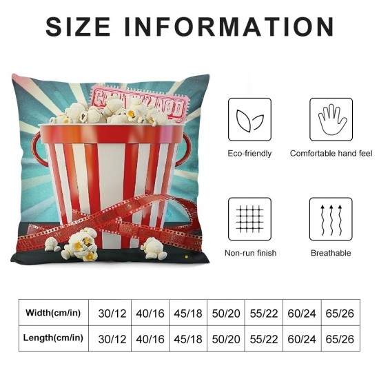 PHYHOO Movie Theater Decor Throw Pillow Covers for Bed Sofa, Movie Film Themed Decorative Pillow Covers, Vintage Cinema Style Pillow Covers, Clapboard Cushion Cases