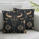 Bull Skull Throw Pillow Covers Boho Pillow Covers Ethnic Horns Bohemian Cushion Covers Brown Symbol Mysterious Abstract Geometric Decorative Pillow Covers