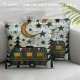 Throw Pillow Cover,Happy Camping Pillow Cover All Season,RV Inside Decor Duvet Cushion Cover, Accessories for Travel Trailers,Oil Painting Decorative Pillow Cover