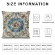 Boho Throw Pillow Covers , Bohemian Flowers Pillow Covers, Farmhouse Ethnic Abstract Cushion Covers, Blue Brown Geometric Exotic Cushion for