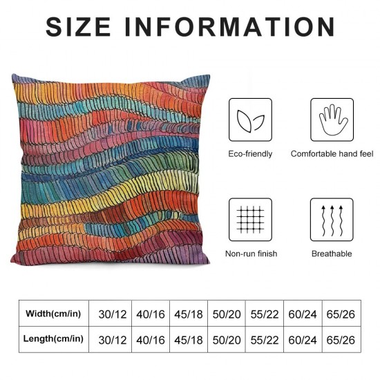 Boho Throw Pillow CoversBohemian Pillow Covers Embroidered Waves Cushion Covers Geometric Ethnic Colorful Abstract Decorative Pillow Covers for Adult