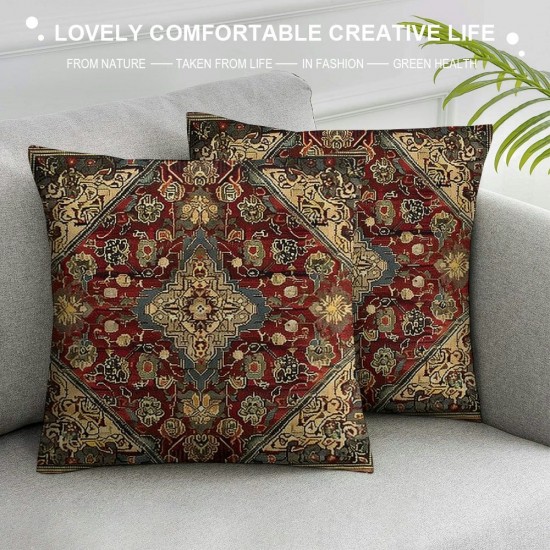 Boho Throw Pillow Covers , Retro Exotic Pillow Covers, Vintage Bohemian Cushion Covers, Inspired Decorative Pillow Covers