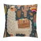 PHYHOO Pillow Covers,Cartoon Llama Throw Pillow Covers ,Happy Camping Cushion Cases,Geometric Aztec Square Pillow Cases for Living Room Bed