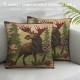 PHYHOO Rustic Moose Cushion Covers ,Countryside Theme Pillow Covers for Men Boys,Patchwork Buffalo Plaid Throw Pillow Covers,Boho Tribal Decorative Pillow Covers