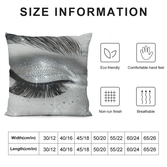 Eyelash Cushion Covers Grey Giltter Sequins Throw Pillow Covers Decor Luxurious Pillow Covers Style Decorative Square Pillow Cases for Bedroom Living Room