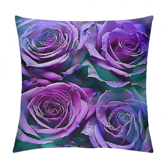 Pillow Covers Purple Floral Throw Pillow Covers Rose Cushion Covers Romantic Flower Decorative Pillow Covers for