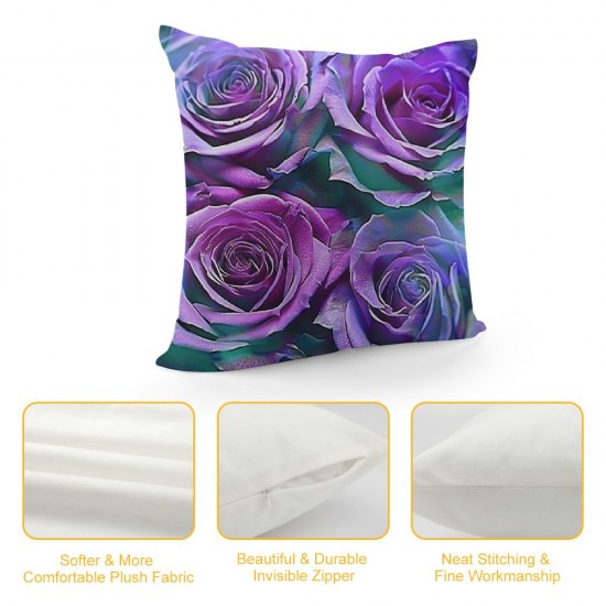 Pillow Covers Purple Floral Throw Pillow Covers Rose Cushion Covers Romantic Flower Decorative Pillow Covers for