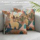 Pillow Covers,Cartoon Llama Throw Pillow Covers ,Happy Camping Rainbow Cushion Cases,Geometric Aztec Square Pillow Cases for Living Room Bed