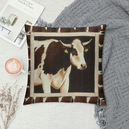 PHYHOO Farmhouse Pillow Covers Cow Print Cushion Covers, Throw Pillow Covers Farm Animals Tribe Bedroom Decor , ,Waterproof