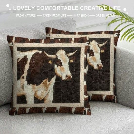 PHYHOO Farmhouse Pillow Covers Cow Print Cushion Covers, Throw Pillow Covers Farm Animals Tribe Bedroom Decor , ,Waterproof