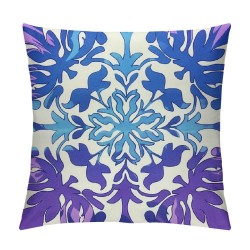 Boho Flower Cushion Covers,Bohemian Floral Throw Pillow Covers Vintage Flowers Print Pillow Covers,Farmhouse Decor Ethnic Design Cushion ,Purple Blue