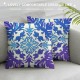 Boho Flower Cushion Covers,Bohemian Floral Throw Pillow Covers Vintage Flowers Print Pillow Covers,Farmhouse Decor Ethnic Design Cushion ,Purple Blue