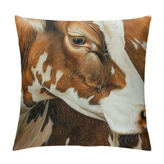 Decorative Pillow Covers Brown Hair Throw Pillow Covers, Pillow Covers Cow Spot Wild Animal Cushion Cases Farmhouse Bedroom Decor