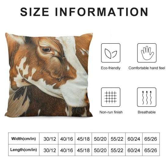 Decorative Pillow Covers Brown Hair Throw Pillow Covers, Pillow Covers Cow Spot Wild Animal Cushion Cases Farmhouse Bedroom Decor