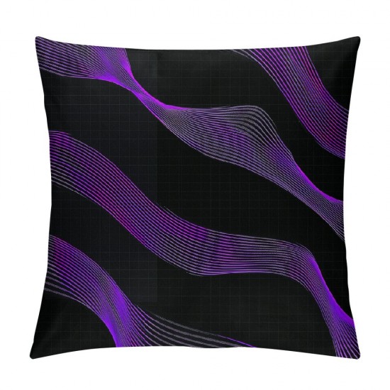 PHYHOO Striped Throw Pillow Cover, Purple Black Geometric Pillow Cover for Bed Sofa, Stripes Cushion Cover, Modern Abstract Curve Stripe Decorative Pillow Cover