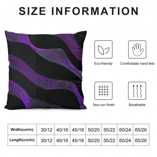 PHYHOO Striped Throw Pillow Cover, Purple Black Geometric Pillow Cover for Bed Sofa, Stripes Cushion Cover, Modern Abstract Curve Stripe Decorative Pillow Cover