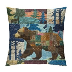 PHYHOO Animal Throw Pillow Cover , Pillow Cover for Boys Kids, Cushion Cover, Accent Pillow Case Waterproof,Blue Brown